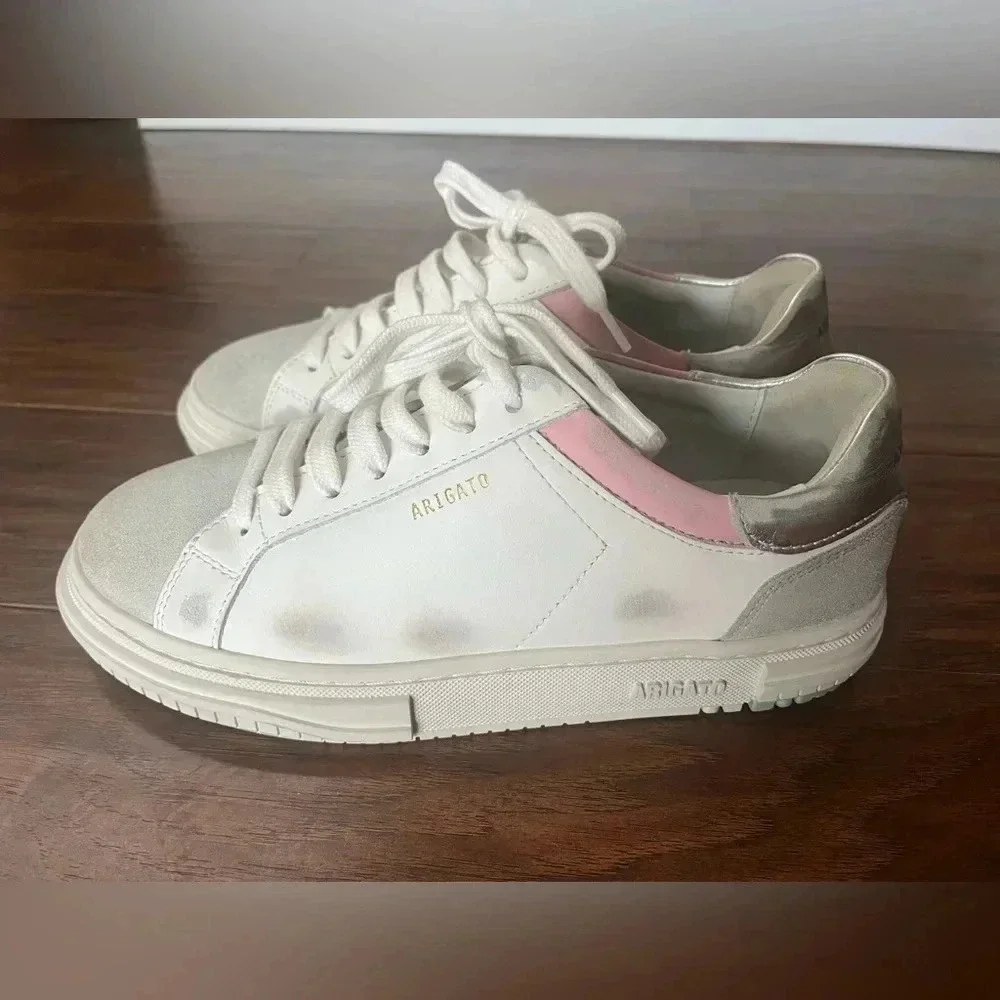 Axel Arigato Distressed Sneakers- White leather, with gray suede- Size 7.5
